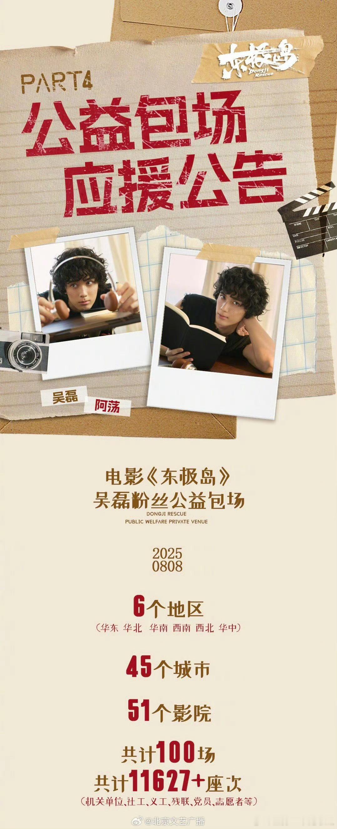 吴磊家组织《东极岛》百场公益场来了！覆盖全国6个地区，45个城市，51个影院，1