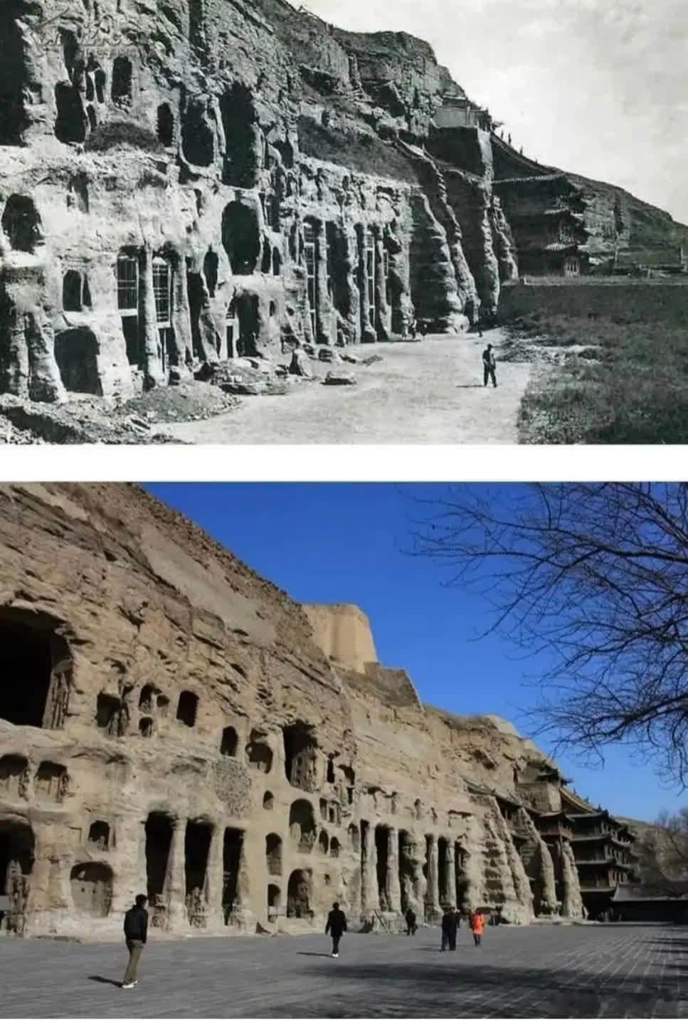 百余年间云冈石窟的沧桑巨变。二十世纪初，饱经千年沧桑的云冈已满目荒凉破败不再是众