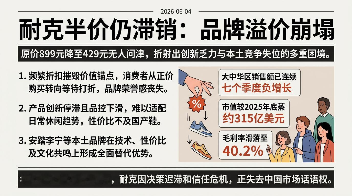 原价899的耐克降至429消费者仍不买账太正常了好吗？早年我也只认耐克阿迪，但后