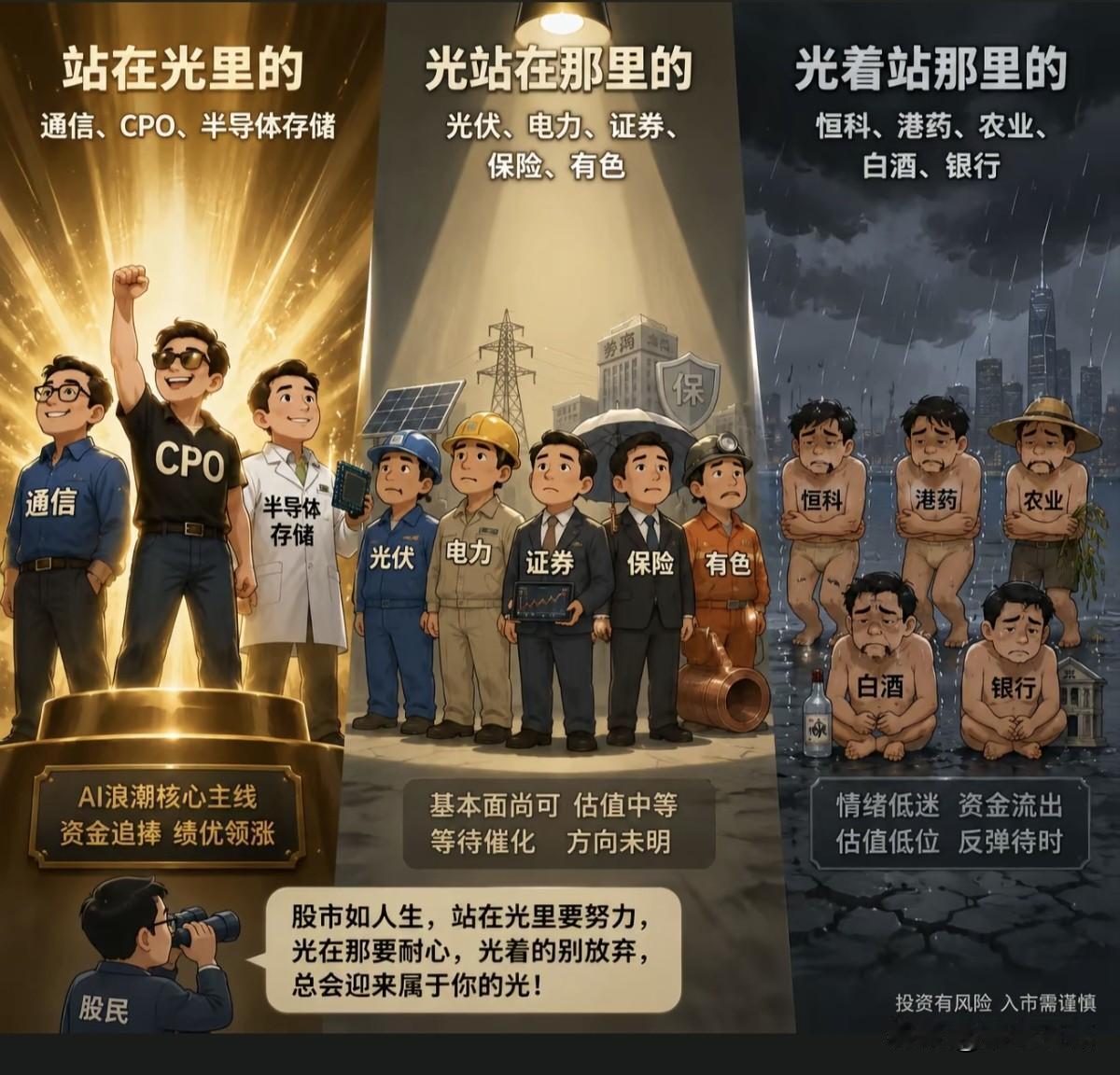要么站在光里，要么站在芯里，要不然你只能光着站在那里。[笑哭]
行情慢牛