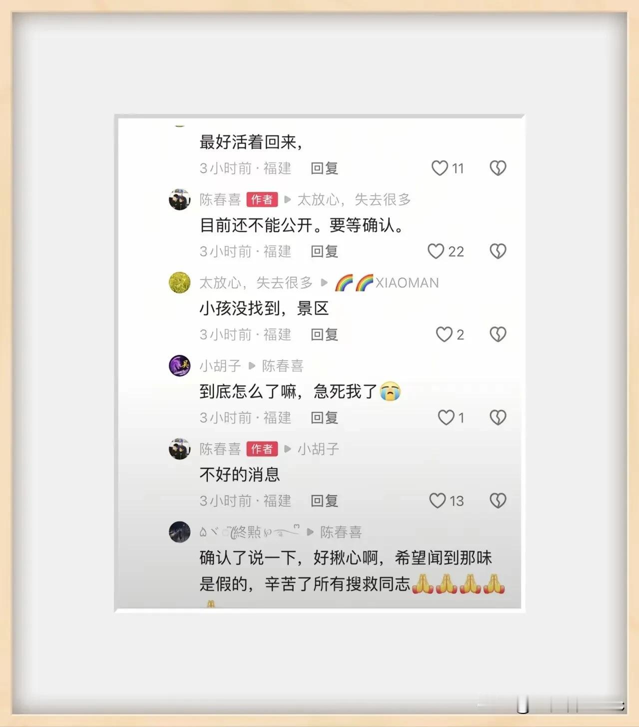 “最害怕担心的结果还是来了，正如网友说害怕找不到又害怕找到，真的希望是被拐走了，