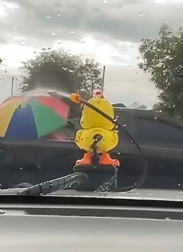 云南泼水节车前喷水小鸡袭击路人哈哈，挺好，反正最终还是小鸡承担了所有，。不过云南