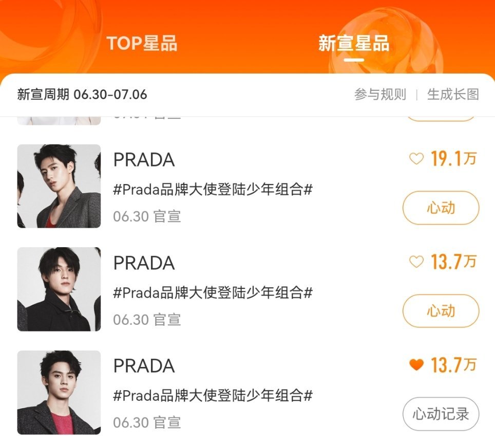 新宣星品今天最后一天 差的不多➡️星品影响力新宣星品prada品牌大使左航
