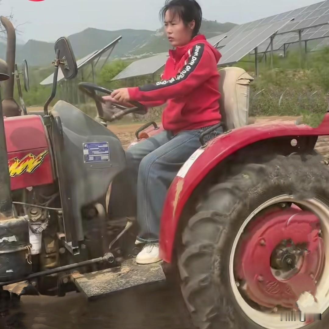 小红和平平都是农家军里的女强人，瞧这两个人驾驶拖拉机的样子多带劲，两人在农家军里