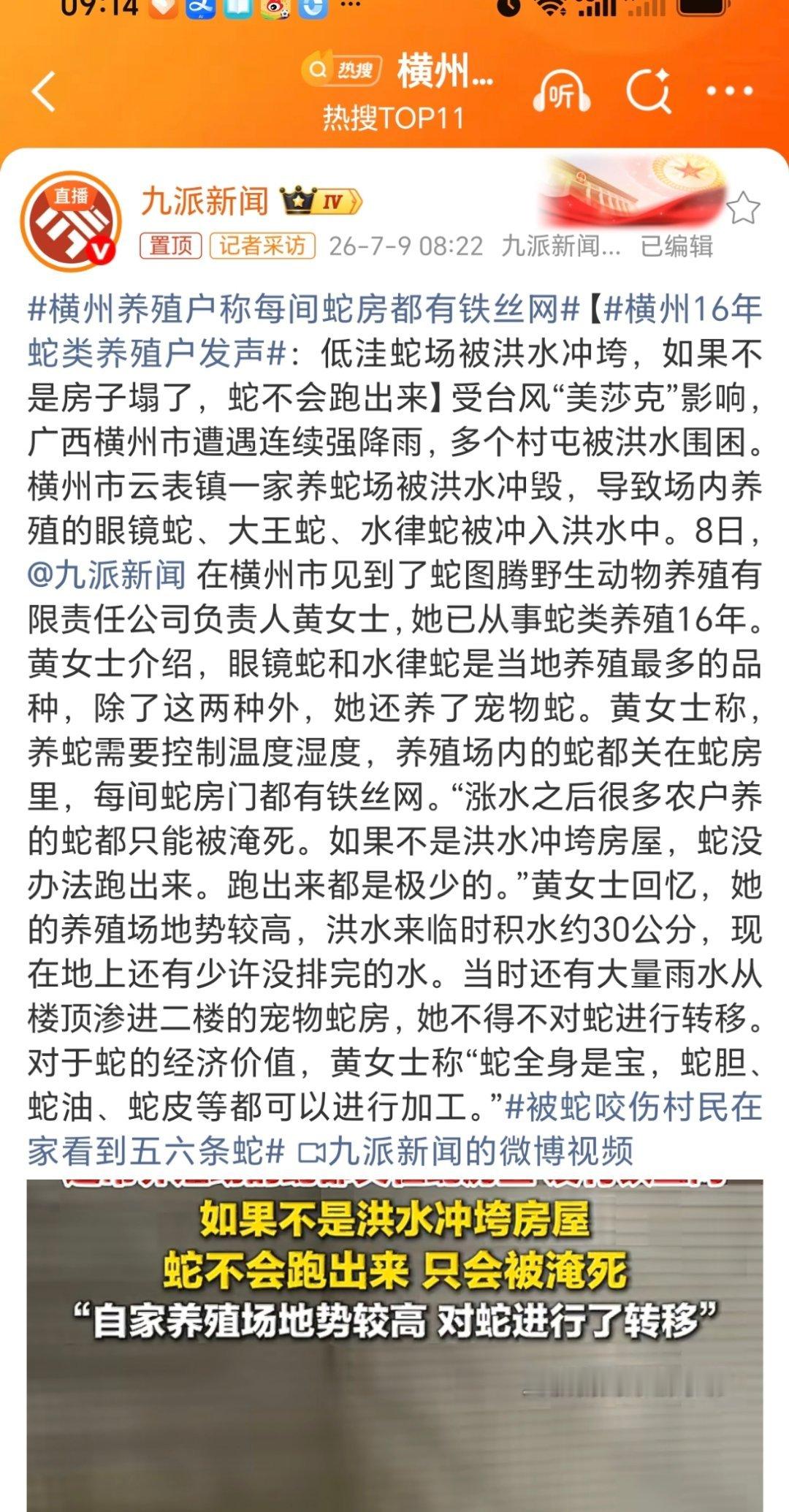 横州养殖户称每间蛇房都有铁丝网这个我信，因为我看过！愿灾后一定会很快好起来！笨鸟
