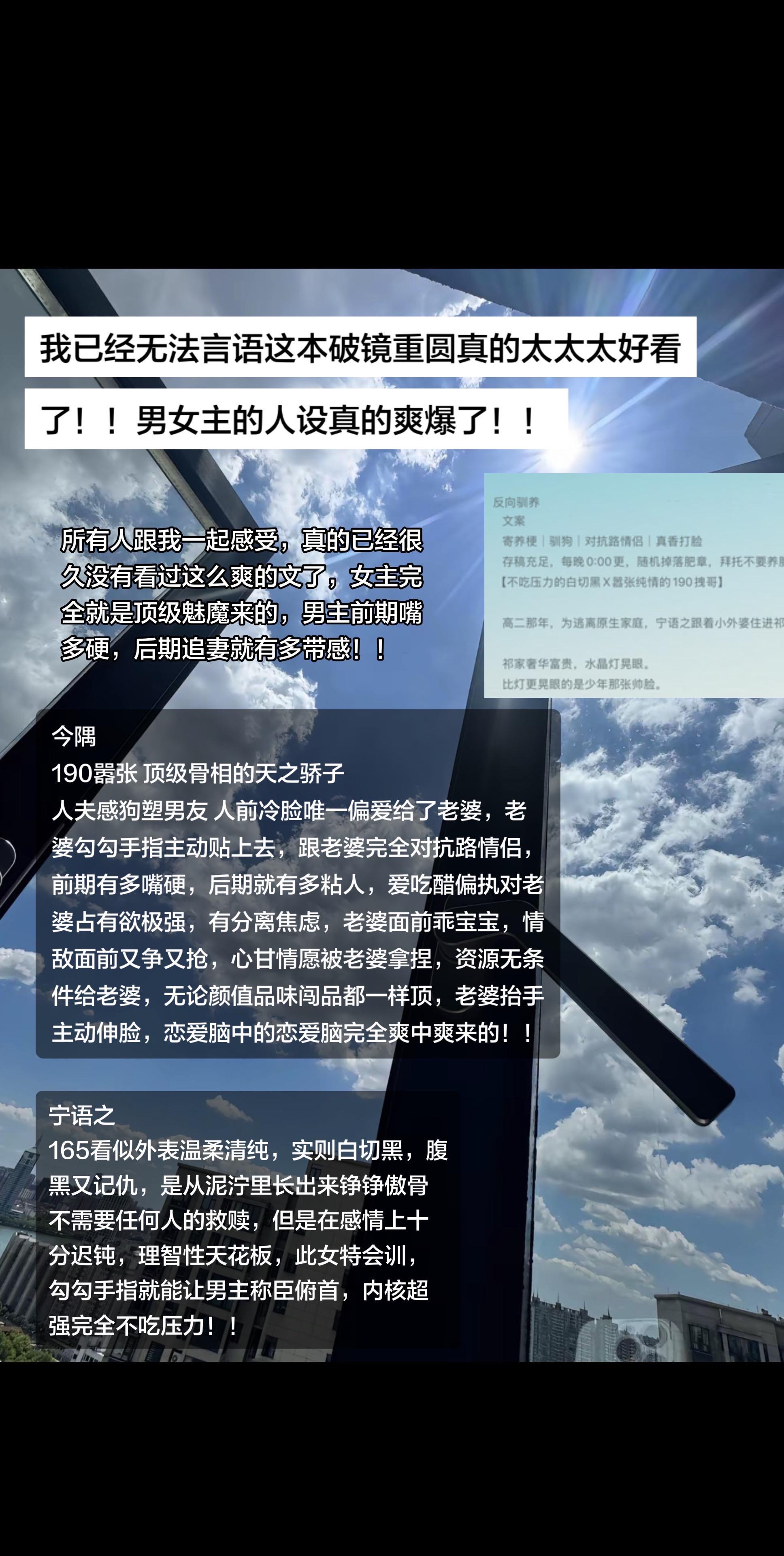 看来看去最爱的还是破镜重圆，男女主设定真的非常带感，极致的爱就要配极致...