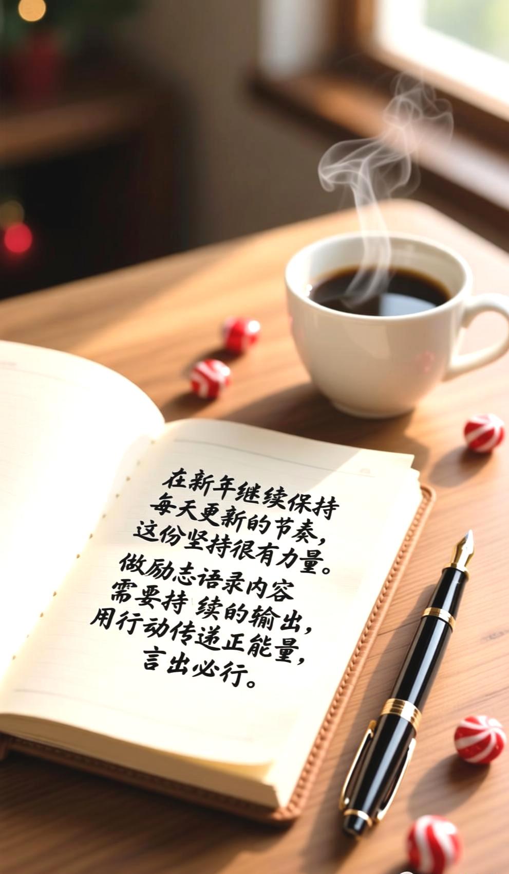 在新年继续保持每天更新的节奏，这份坚持很有力量。做励志语录内容需要持续的输出，用