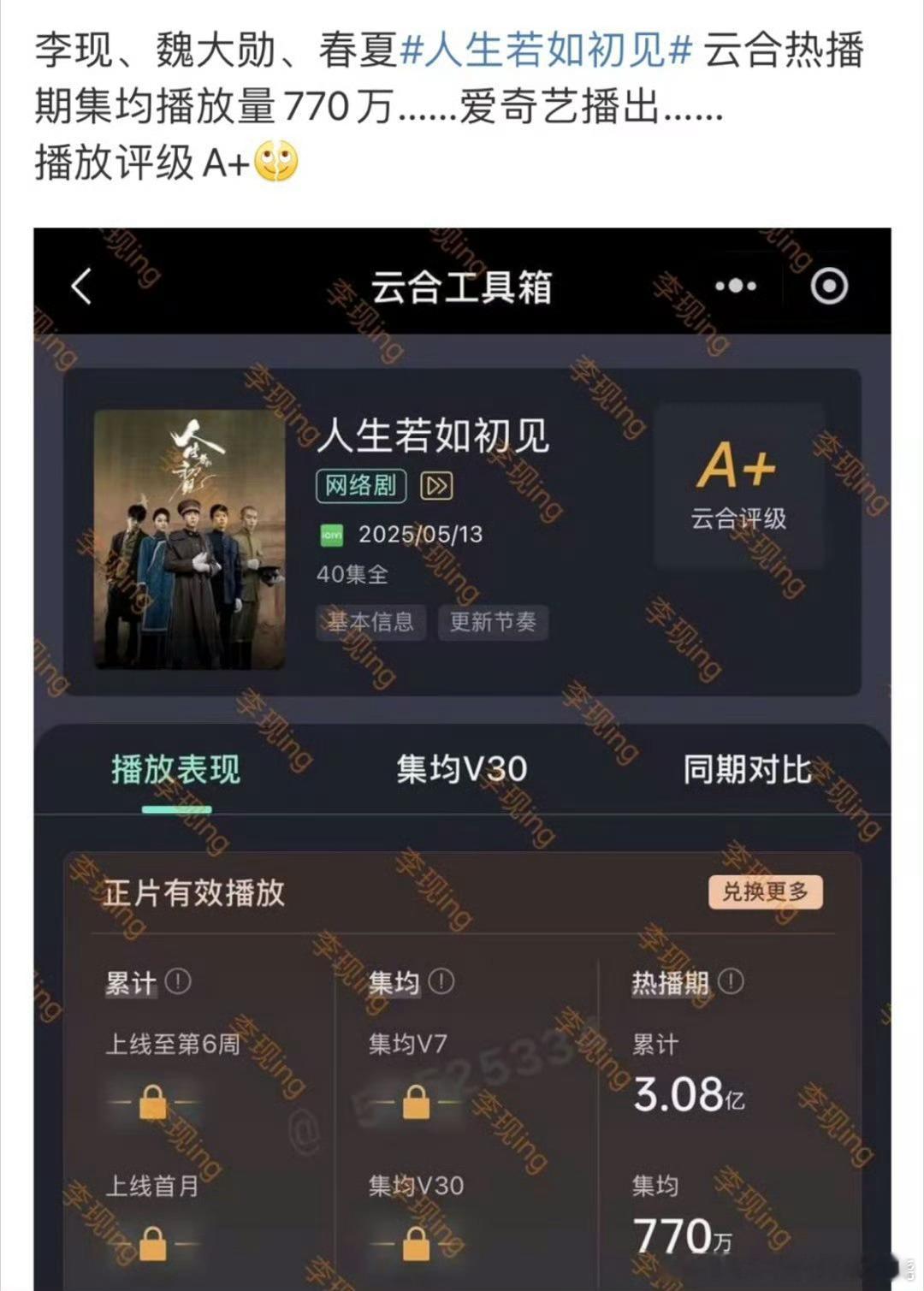 人生若如初见累计播放3.08亿，集均770万这怎么1000万都没到啊[哆啦A梦害
