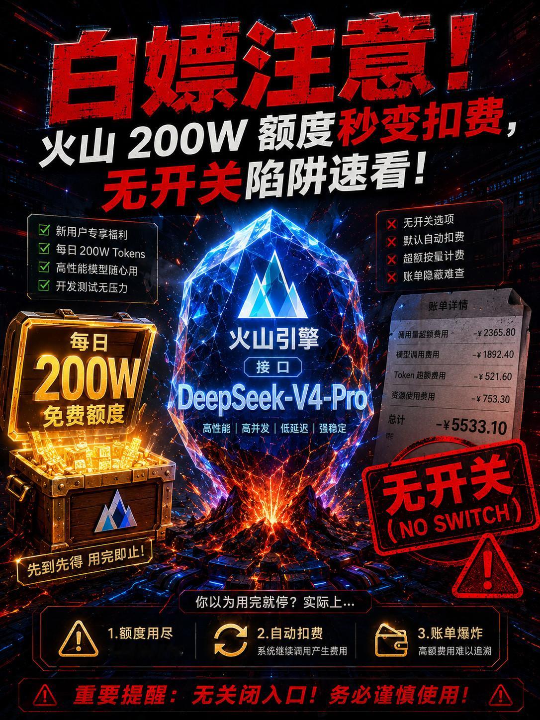 火山引擎上线DeepSeekV4Pro 200W免费额度每日 200W 免费额度