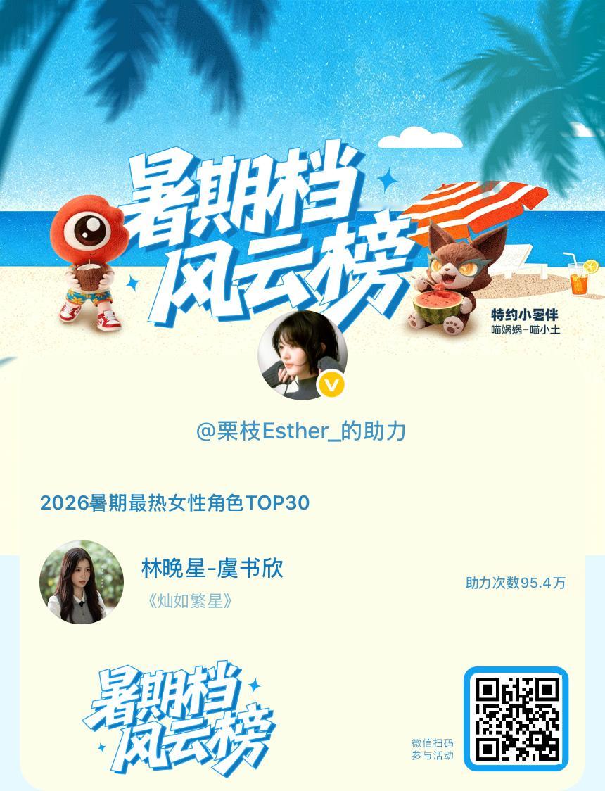 【暑期档风云榜】活动进行中，快来助力她成为今夏最热！2026暑期最热女性角色  
