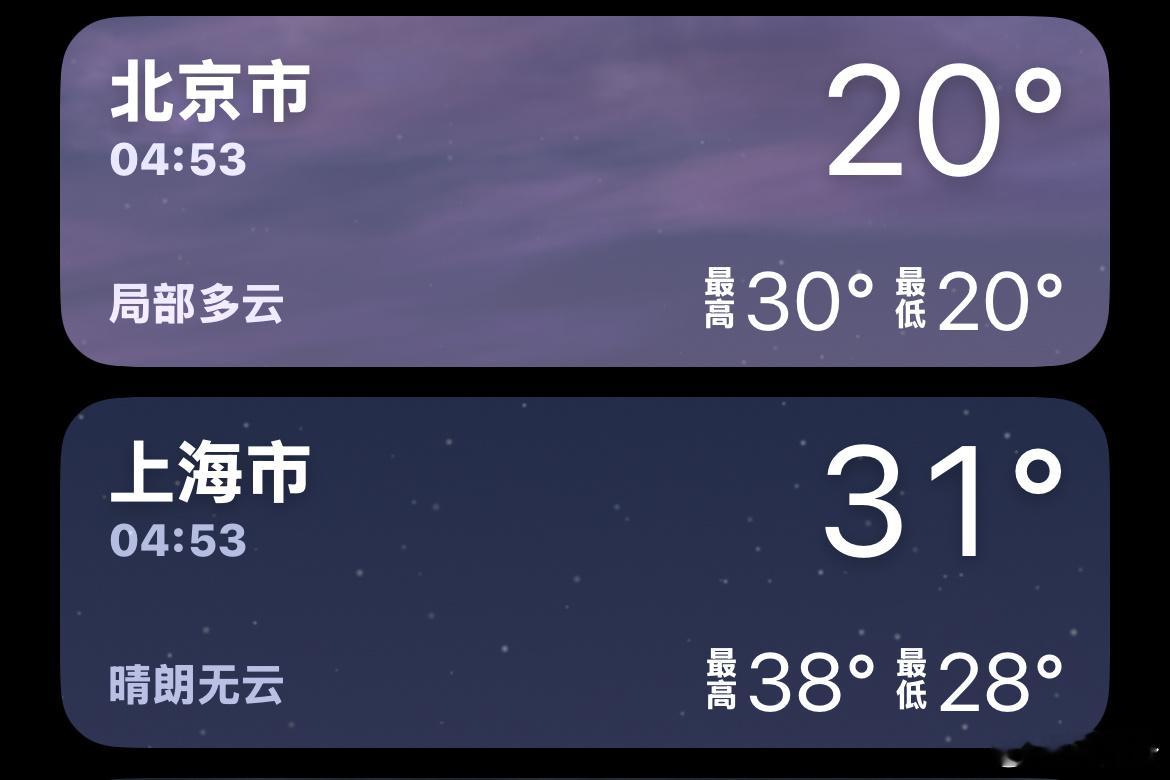 北京和上海温差，达到了10度[捂嘴哭] ​​​