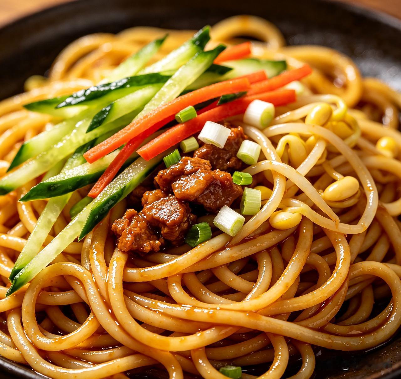 1.面条煮熟过凉水沥干，拌少许香油防粘。
2.料汁：蒜末、葱花、生抽两勺、香醋一