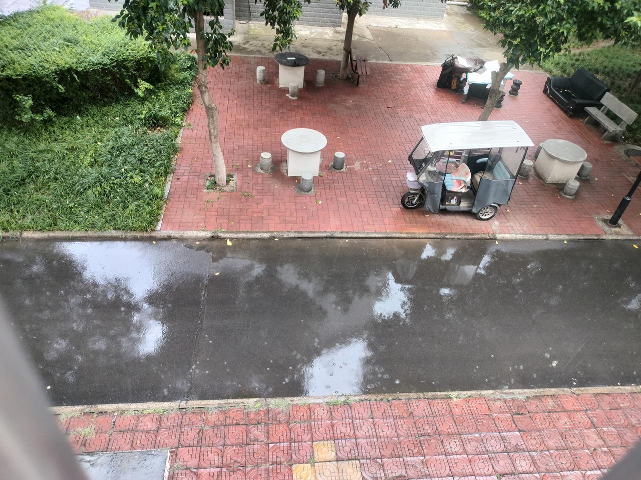 这泡尿终于憋不住啦，连续两三天预报中雨都没有下下来，夏天的阵雨来的快去的也快，就