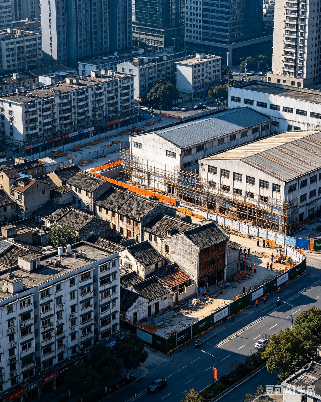 城市更新全景：新旧城区、老旧小区、厂房改造、道路绿化
 
进入十五五发展周期，城