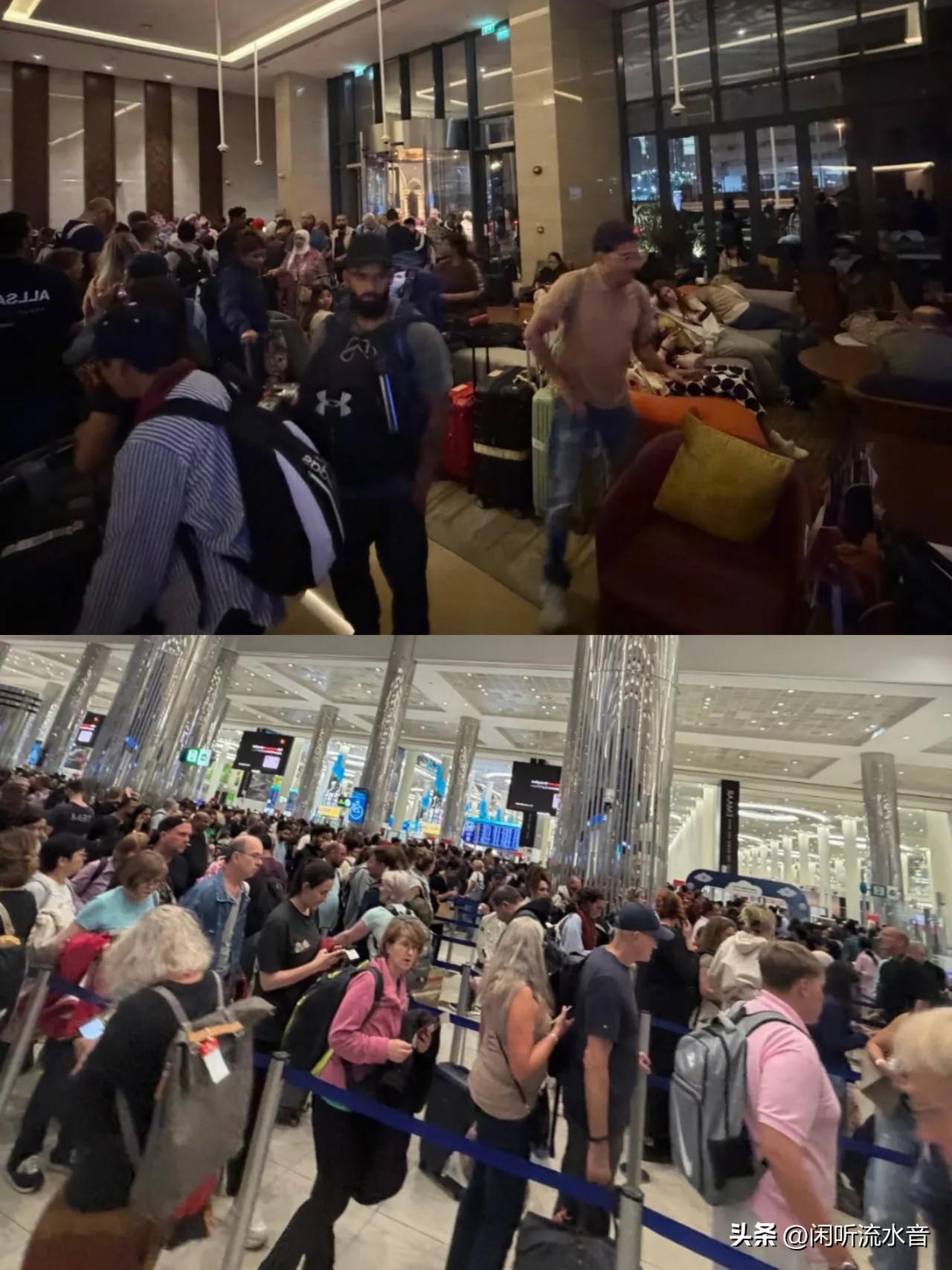 不听国家言
吃亏在眼前

前天到今天在迪拜旅游的人，现在正面临滞留，机场打地铺，