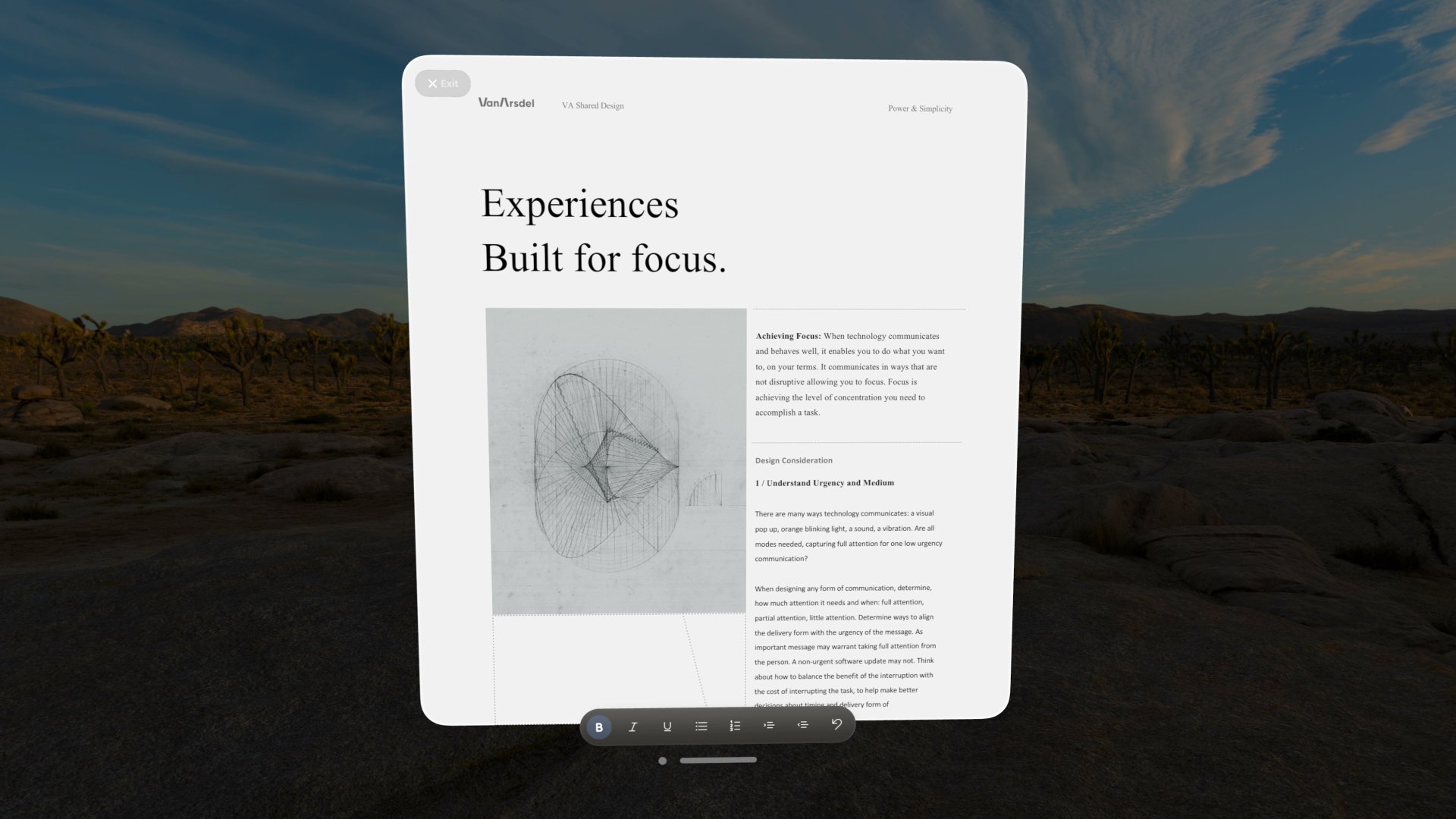 Apple Vision Pro 运行 Microsoft Word 截图，请各