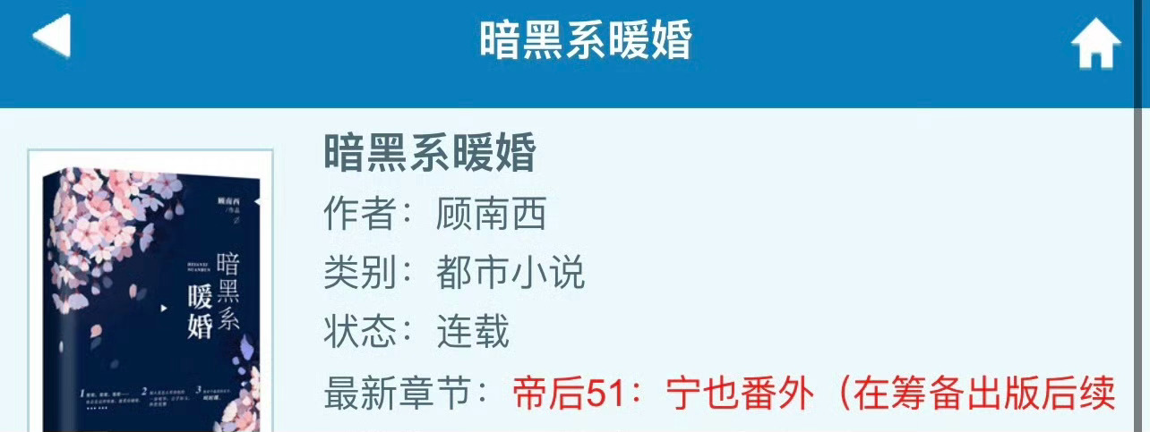 小说推荐：《暗黑系暖婚》 作者:顾南西简评：实不相瞒，初看这本书的时候，惊艳到我