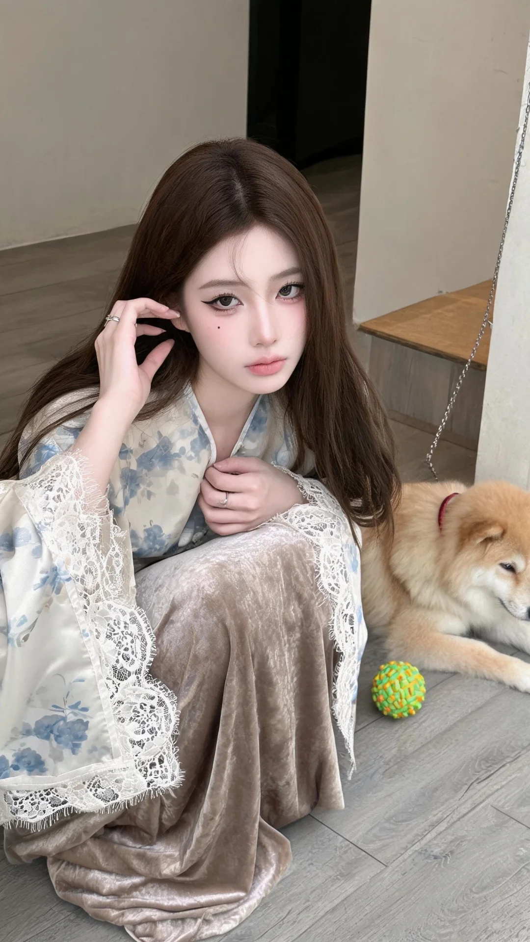 人物主体：年轻东亚甜妹少女，18岁温柔幼态少女感，纤细匀称单薄身形，冷...