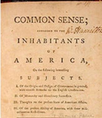 《常识》
是一部由美国著名思想家托马斯·潘恩于1776年1月10日发表的小册子，