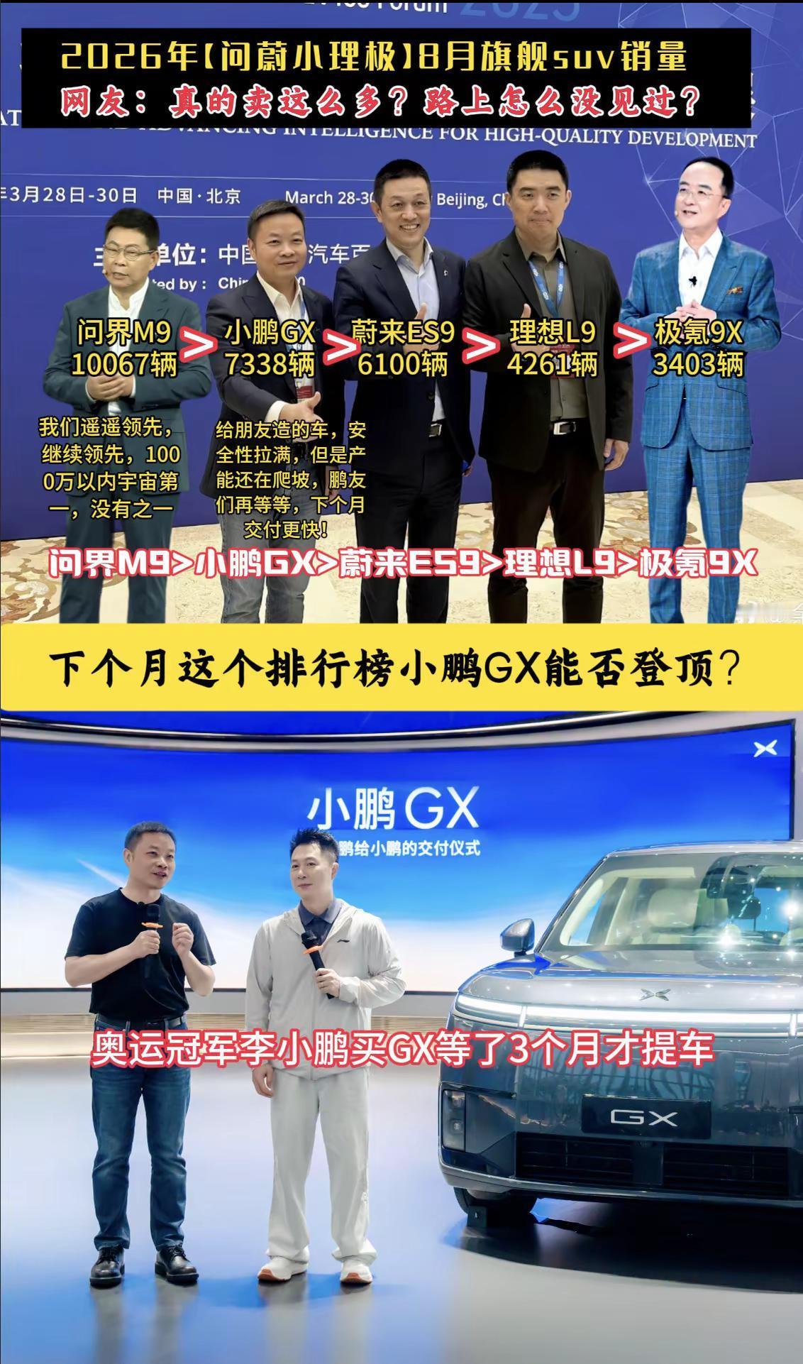 8月各家9系旗舰交付量出炉，问界M9不愧是地标1000万最强SUV，稳稳拿下第一