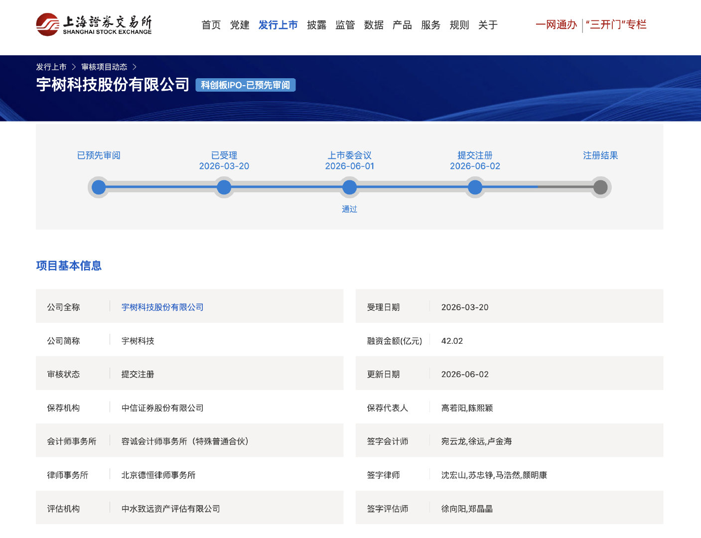 【宇树IPO审核状态变更】6月2日，上交所宇树科技股份有限公司IPO审核状态变更