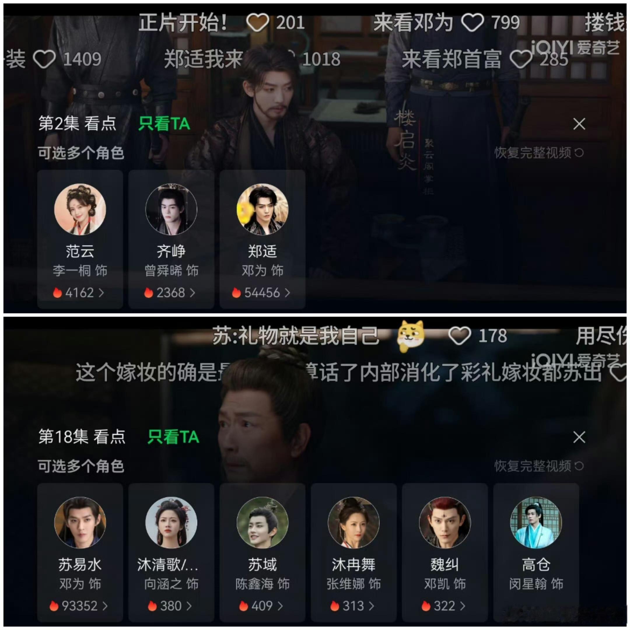爱奇艺🔥角色火苗热度榜单出炉！邓为饰演的苏易水、郑适双双上榜！仙台有树苏易水9