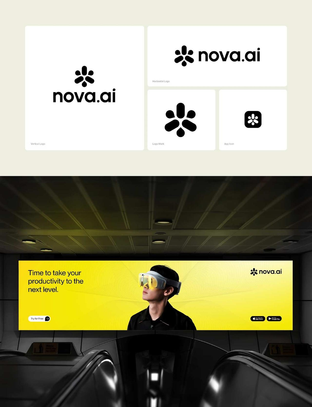 高级感炸裂✨nova.ai 丨AI生产工具品牌设计
·让效率 × 智能的未来感，