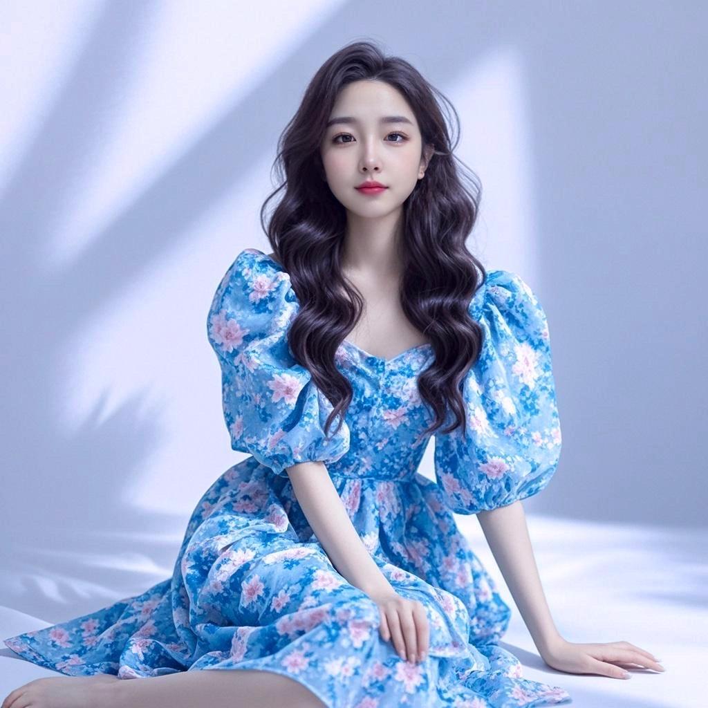 AI蓝花梦影 今天长这样 爱笑的人运气不会差 高级感穿搭 ai