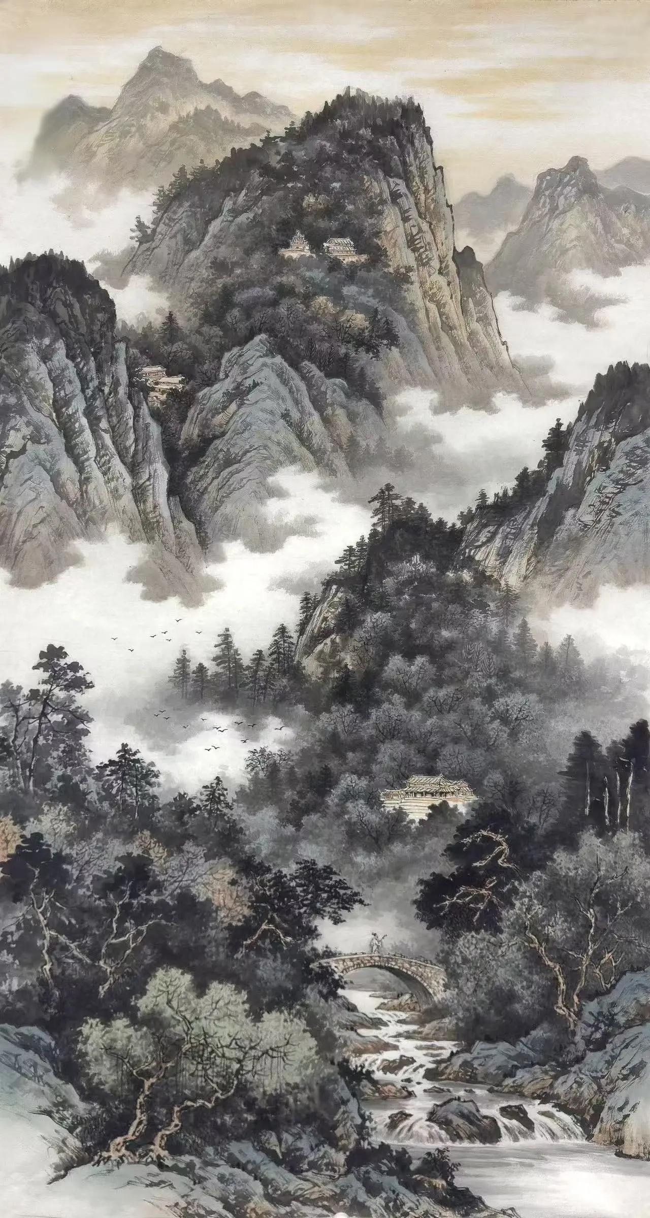 翠谷云居。手绘山水上热门发作品 创作者中心 创作灵感 意境山水画