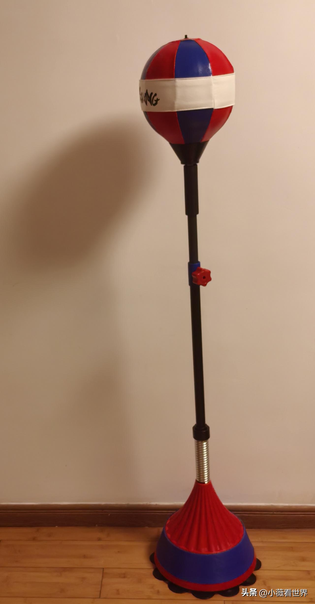 家里来了个新伙伴，是我家某人网购的一套拳击器材。

放在家里，还有点醒目，因为它