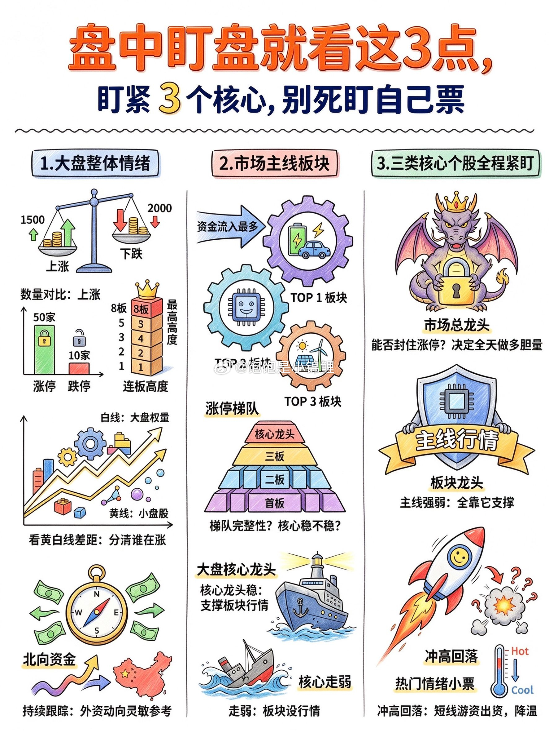 盯大盘，盯板块以及龙头个股，这是短线最重要的 ​​​