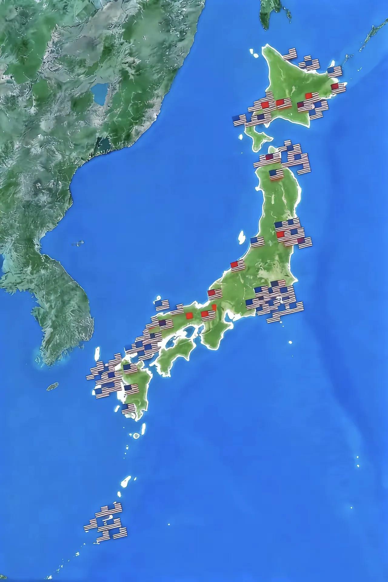 这是美国在日本的军事基地的分布图，你看看有多少的美军基地，这哪里是日本，简直是美