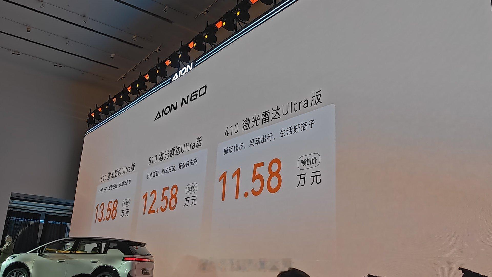 埃安N60预售价来了～全系11.58万元起还有六重限时预售权益这个价格咋样？从5
