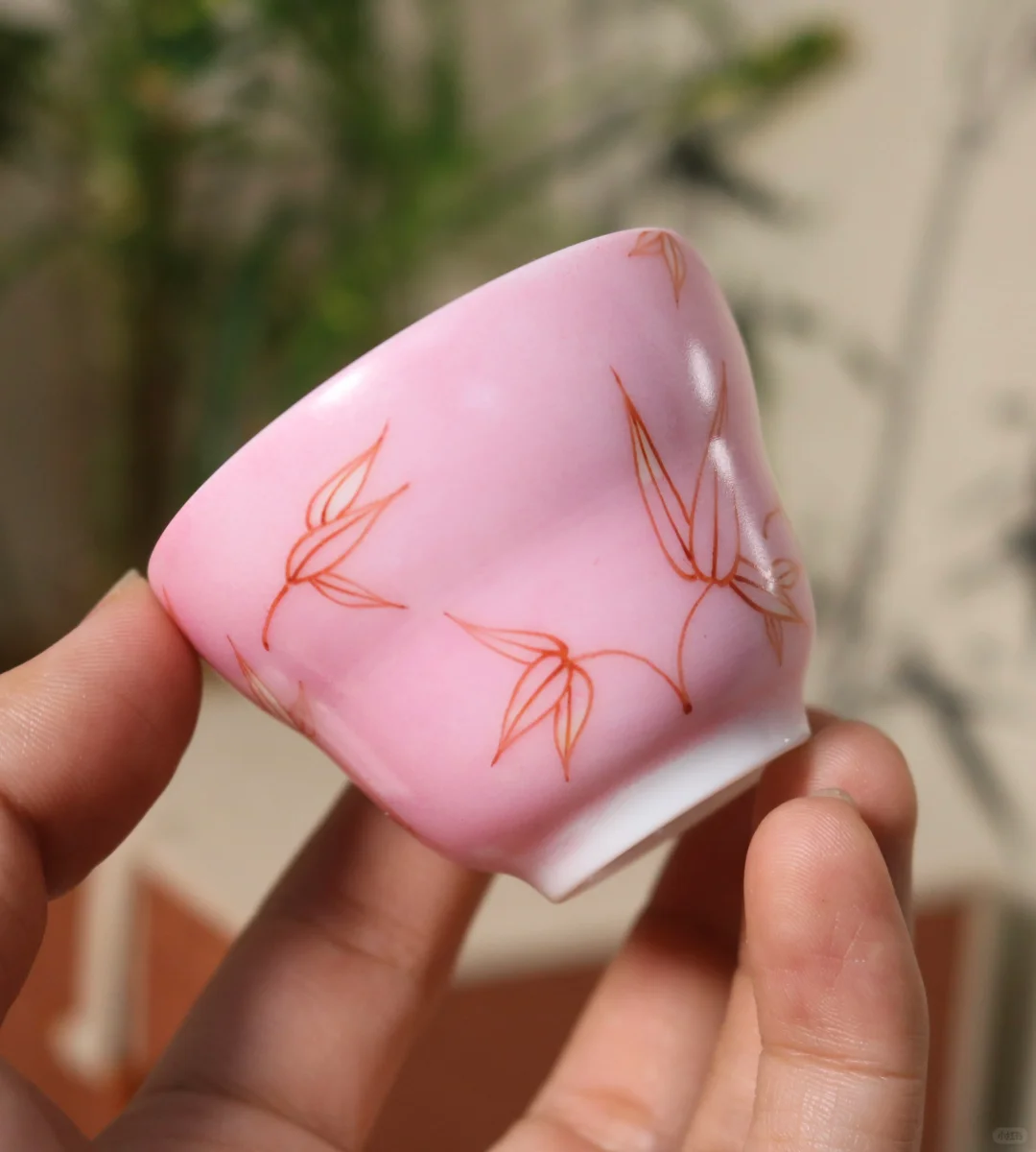 春日限定款｜樱花粉竹叶纹主人杯～
