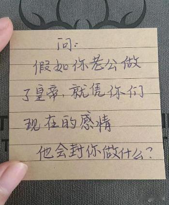 假如你或者你老公当了皇帝，以你们现在的感情，你会封自己的老婆做什么事情