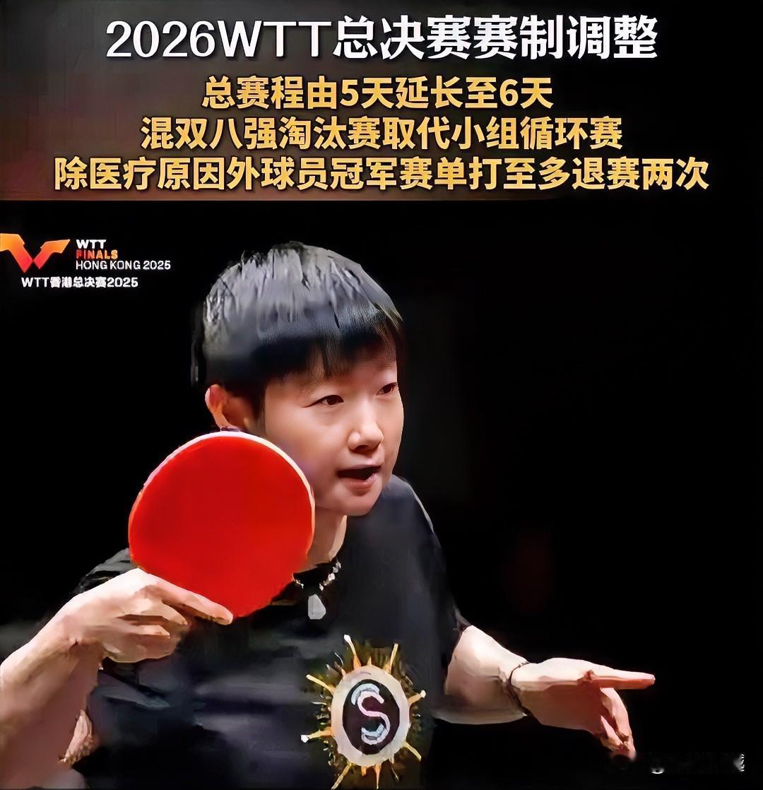 WTT再一次赛制调整，知道国乒队员们是主角：
上一次是在樊振东和陈梦退出国际乒联