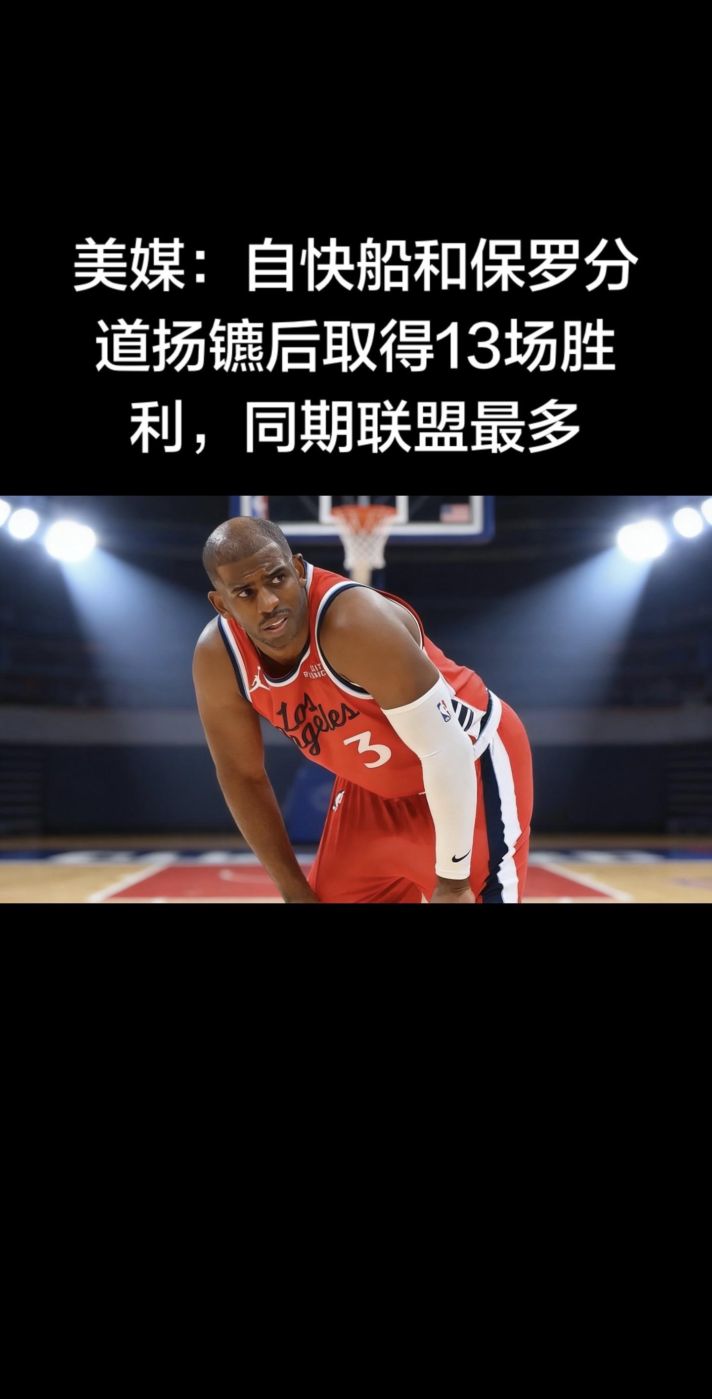 快船自2025年12月3日与保罗分道扬镳后表现强势，截至1月20日击败...