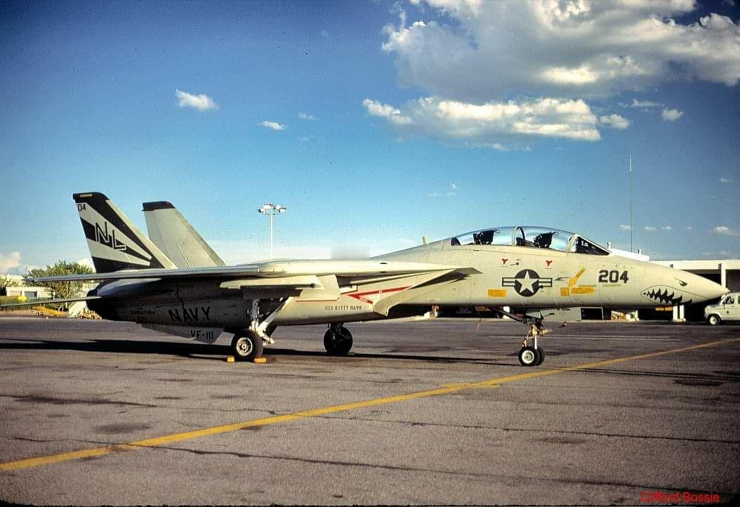 猫宁。VF-111 Sundowners中队旗下F-14大猫在米拉玛航空站 