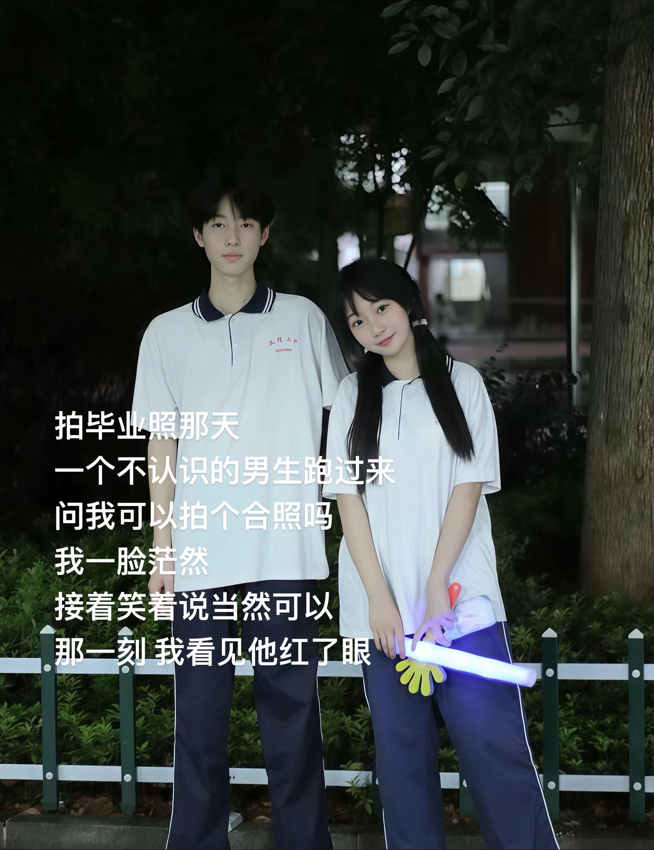 拍毕业照那天 ，一个不认识的男生跑过来，问我可以拍个合照吗，我一脸茫然...