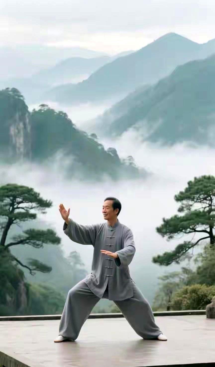 清晨的公园里，一位老者打太极看似缓慢柔和。
 

我总觉得那不是在晨练，他根本没