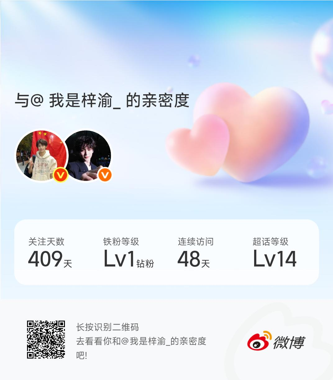 快来看看我与的亲密度！网页链接微博亲密度与我是梓渝_的亲密度
