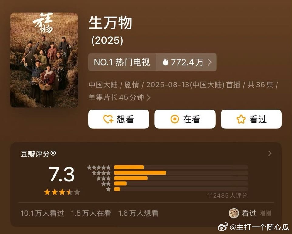 生万物大结局后降了0.2分，多了4万人评分 ​​​