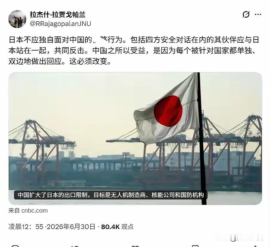 印度教授，印度应该与日本一起应对东大的限制。

     印度贾瓦哈拉尔·尼赫鲁