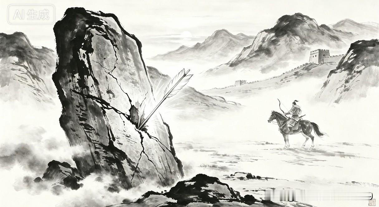 林暗草惊风，将军夜引弓。 
平明寻白羽，没在石棱中。
这首诗既写出了李广的射术之