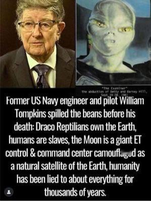 前美国海军工程师兼飞行员威廉·汤普金斯在他去世前揭露了真相：德拉科-爬虫人统治地