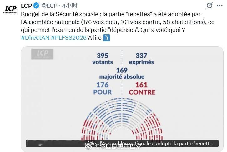 海外新鲜事 法国议会通过社保预算收入部分，支出审议即将展开当地时间11月8日，法
