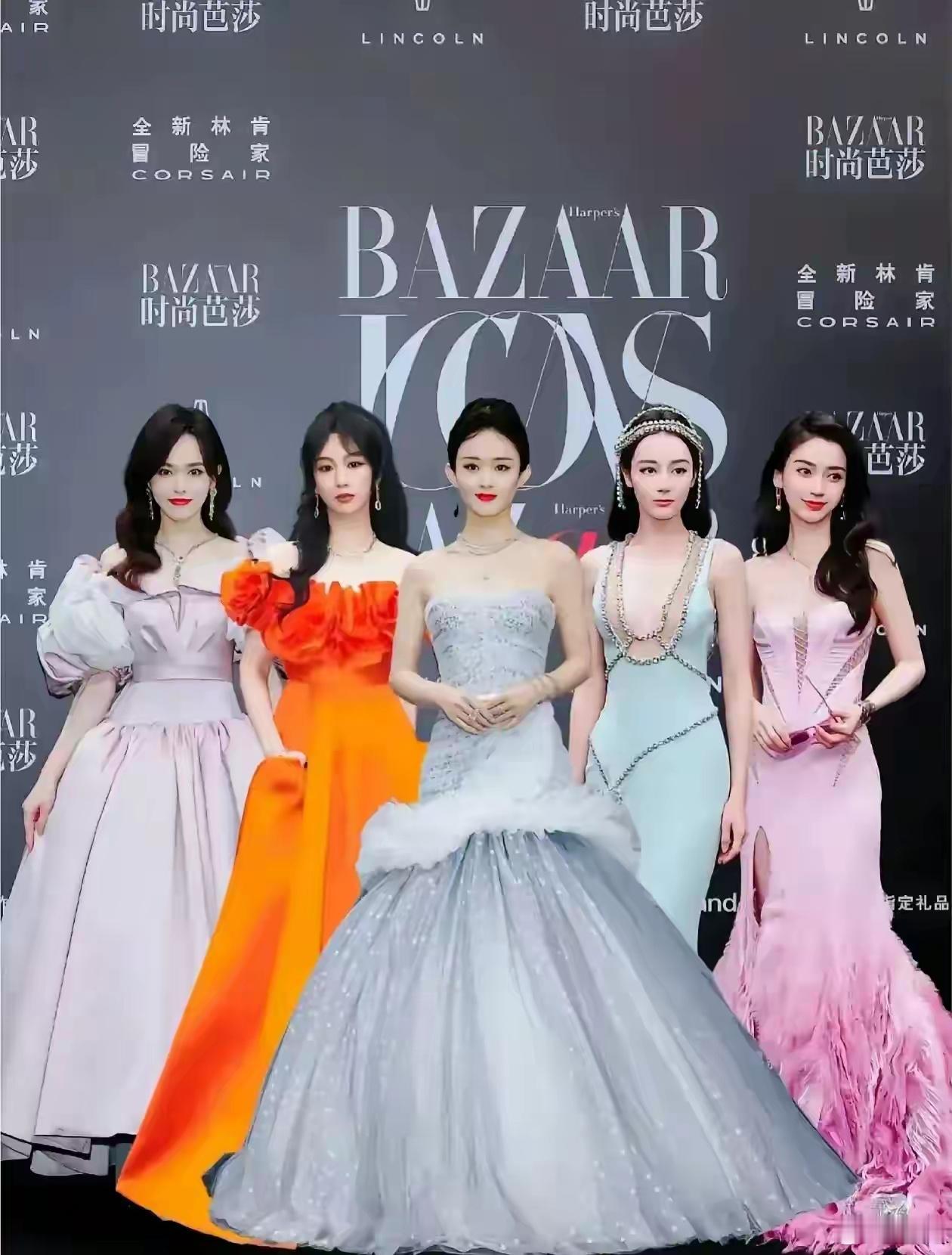 难得五位当家花旦同框:唐嫣:1983年，身高172，上海人杨紫:1992年，身高