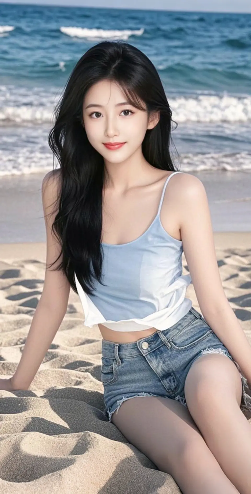 AI扩图 AI海畔浅笑