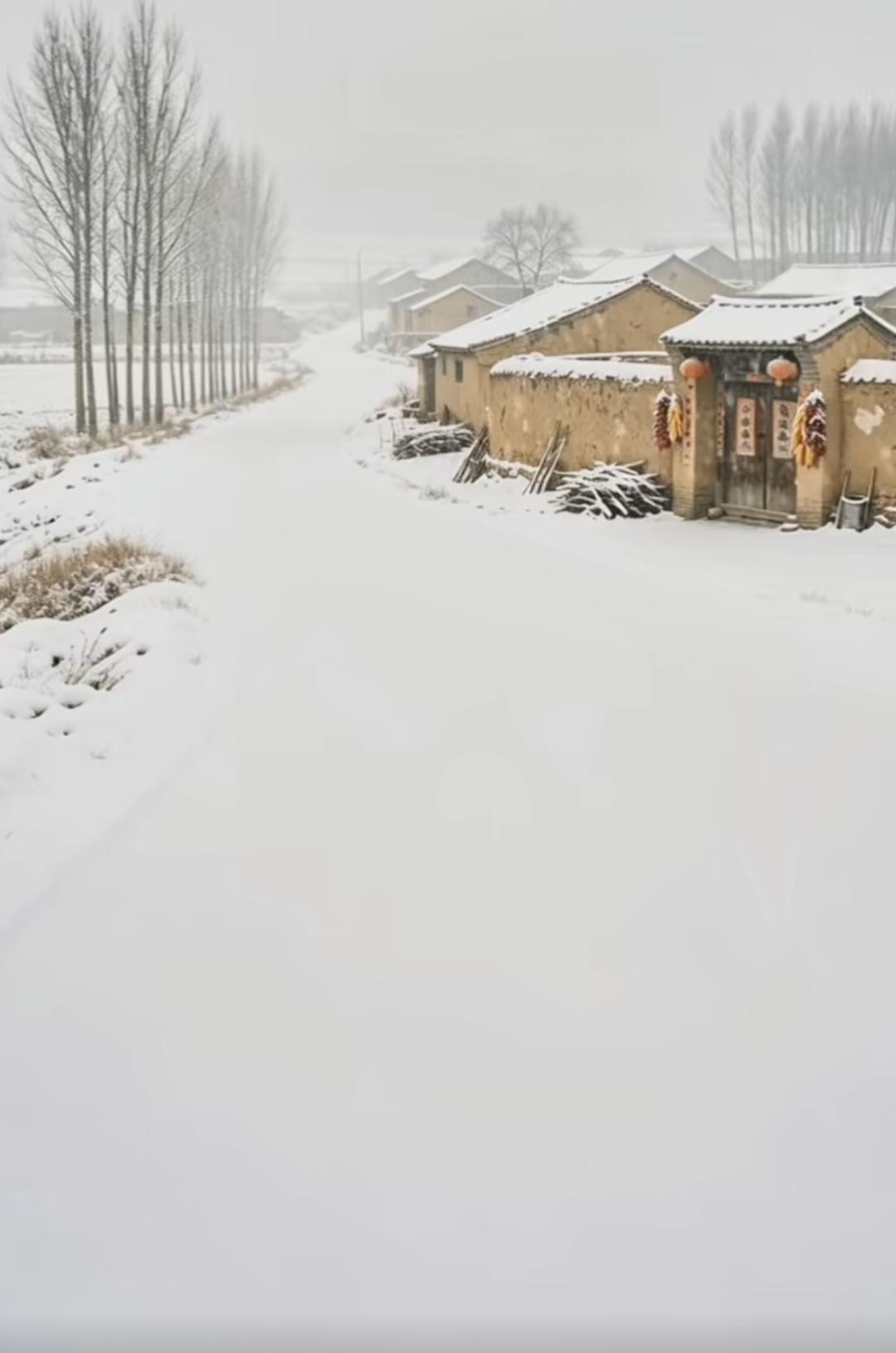 雪后的乡村，宁静而美丽。像不像你的老家，小时候玩耍的地方，伙伴们你们都在哪里啊？