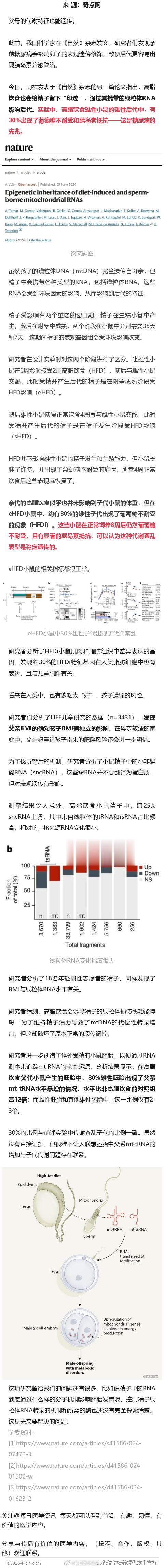 《自然》：备孕时，父亲吃香喝辣，可能害了儿子代谢！科学家发现，高脂饮食会改变精子